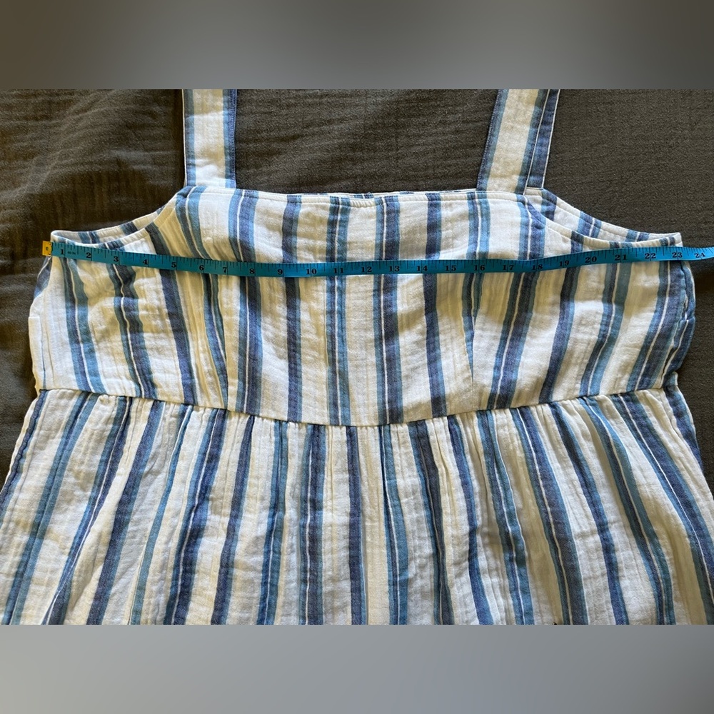 J. Jill blue/white striped 100% cotton maxi sundress wide straps 2X EUC - Picture 4 of 12